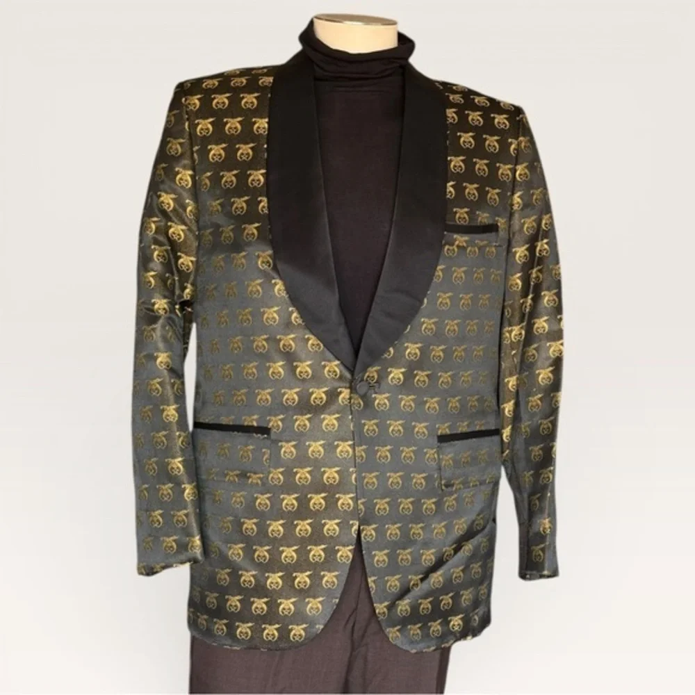Vintage 1960s Shriners Lounge Tuxedo Blazer Smoking Dinner Jacket 40R, 44L